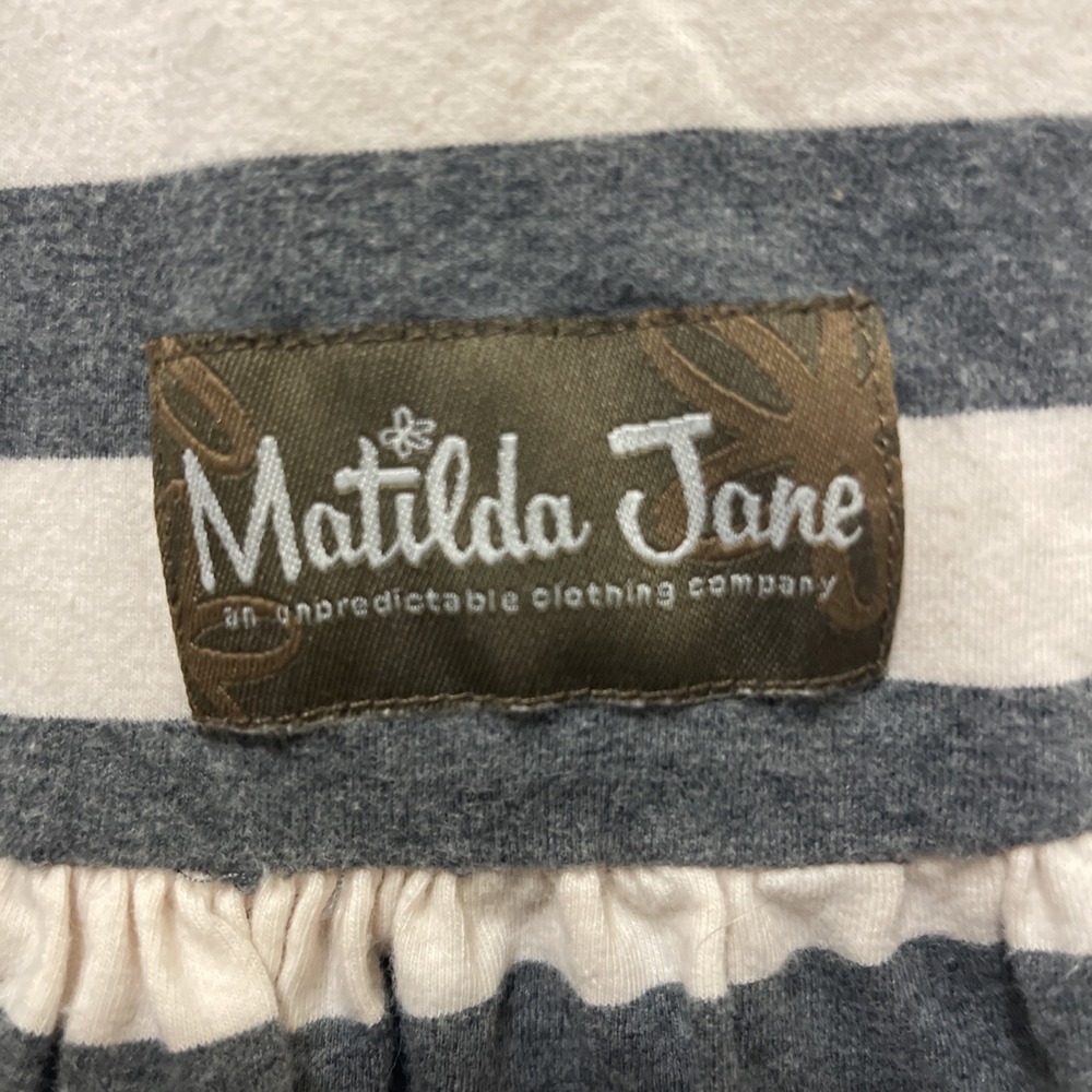 Matilda Jane Gray Cream Stripe Big Ruffles Pants 2T - Picture 2 of 4